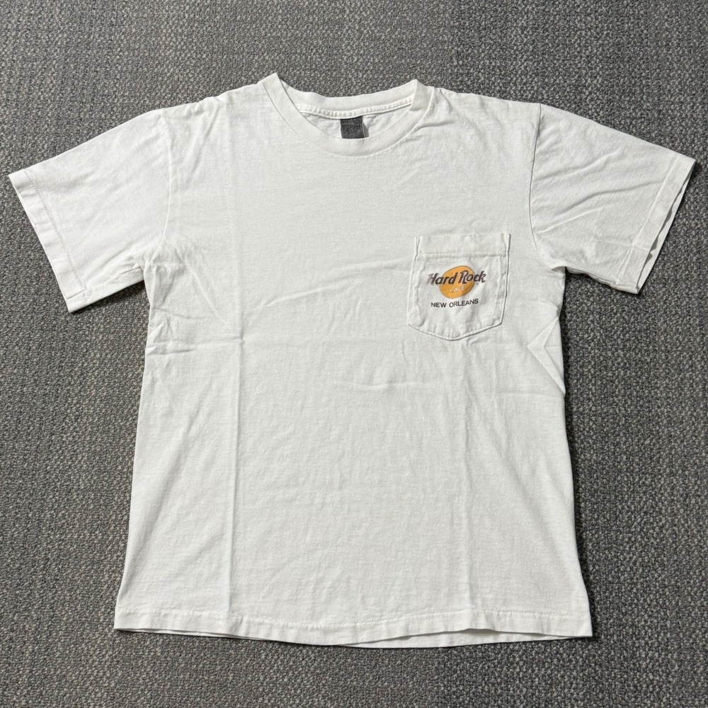 Vintage 90s Hard Rock Cafe New Orleans Pocket T-Shirt Medium White